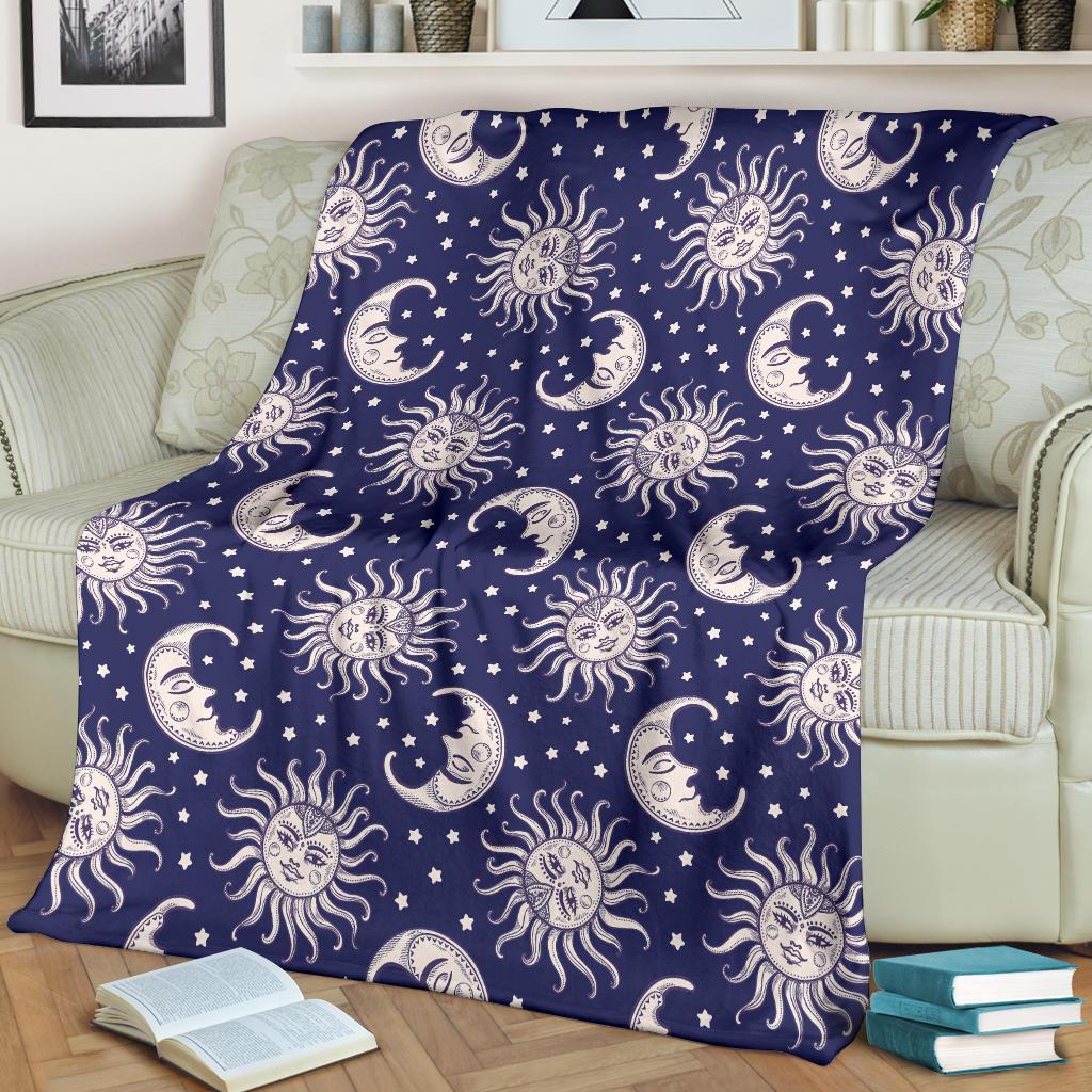 Sun Moon Celestial Pattern Print Blanket-grizzshop