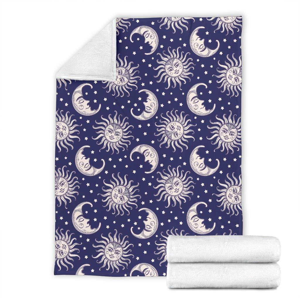 Sun Moon Celestial Pattern Print Blanket-grizzshop