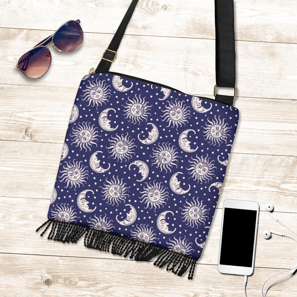 Sun Moon Celestial Pattern Print Crossbody bags-grizzshop