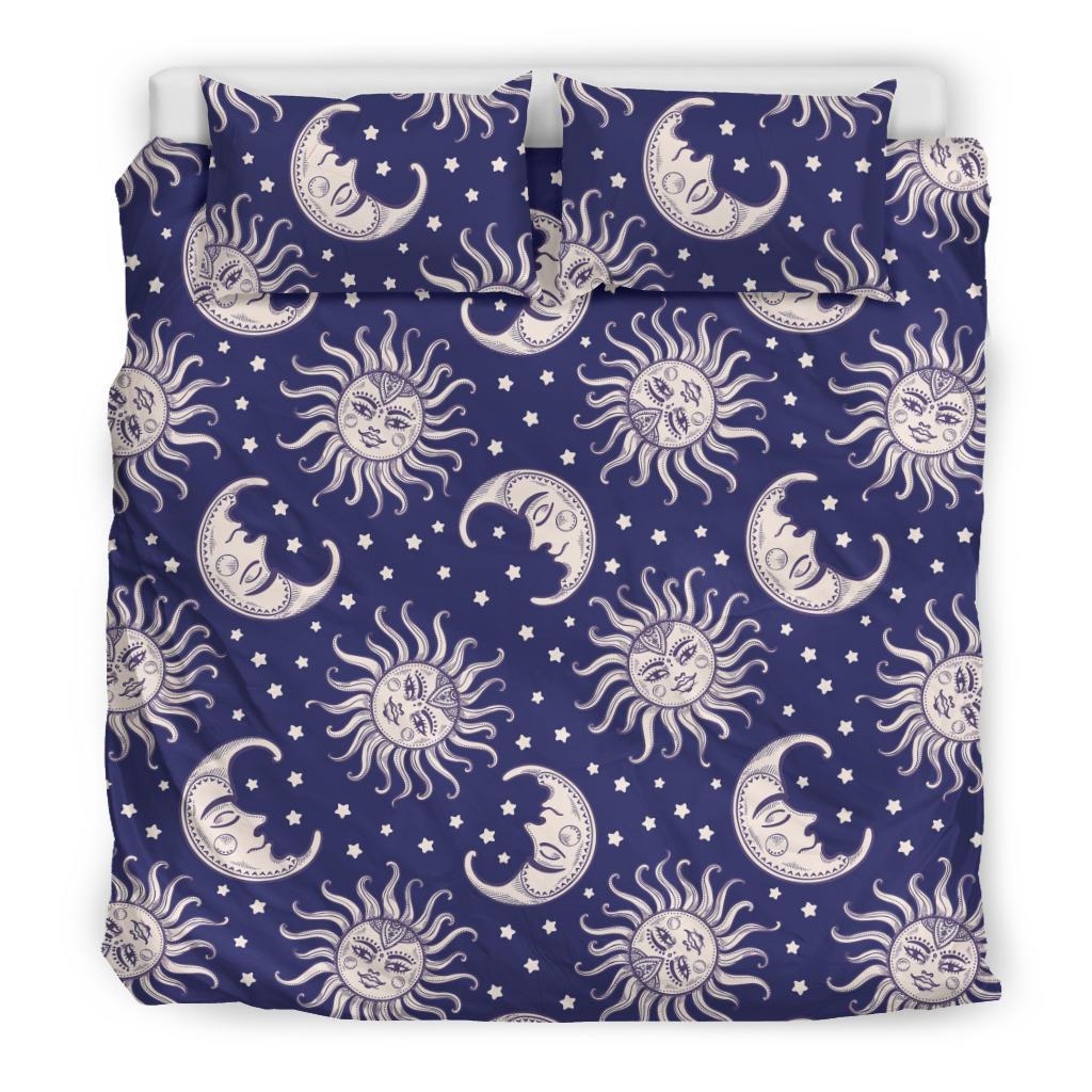 Sun Moon Celestial Pattern Print Duvet Cover Bedding Set-grizzshop