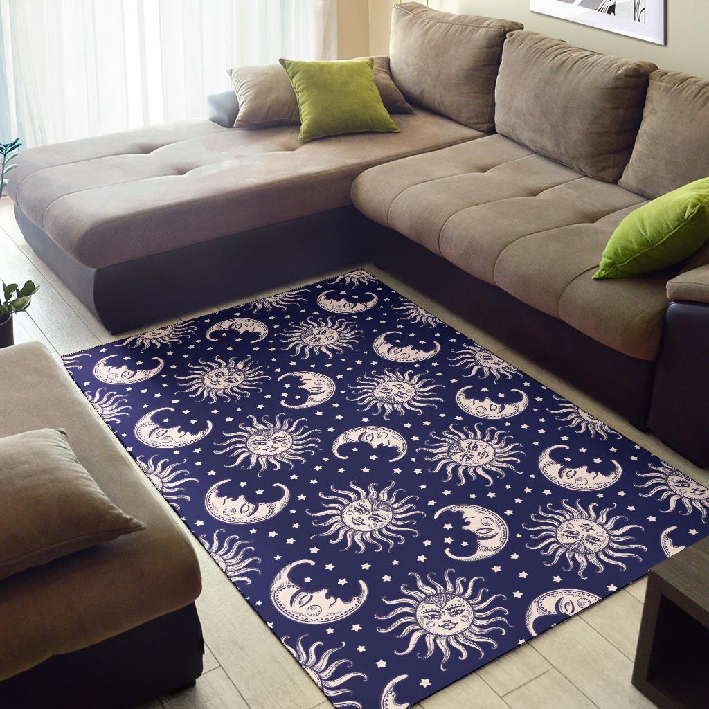 Sun Moon Celestial Pattern Print Floor Mat-grizzshop