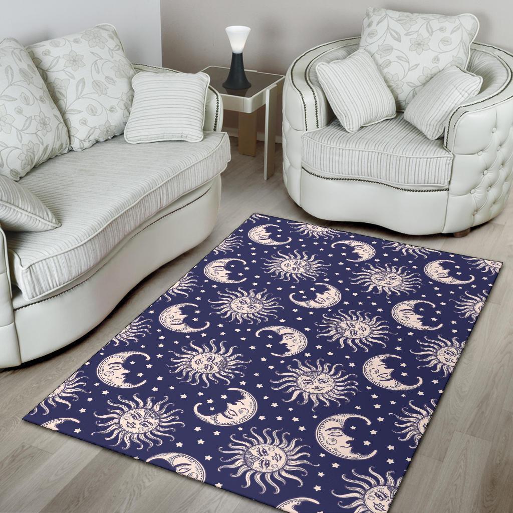 Sun Moon Celestial Pattern Print Floor Mat-grizzshop