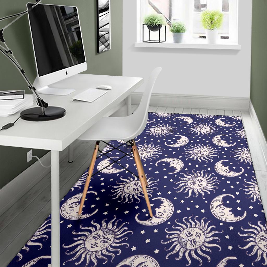 Sun Moon Celestial Pattern Print Floor Mat-grizzshop