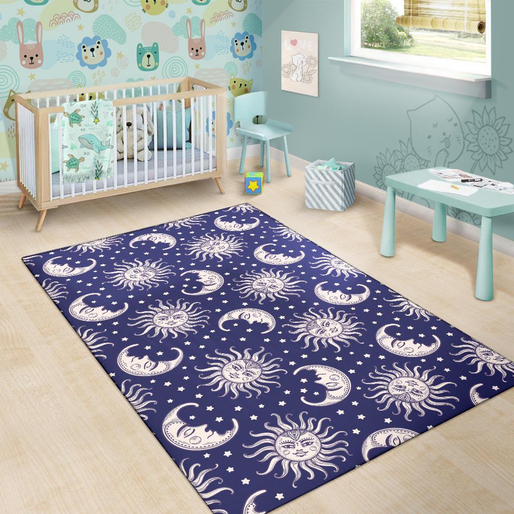 Sun Moon Celestial Pattern Print Floor Mat-grizzshop