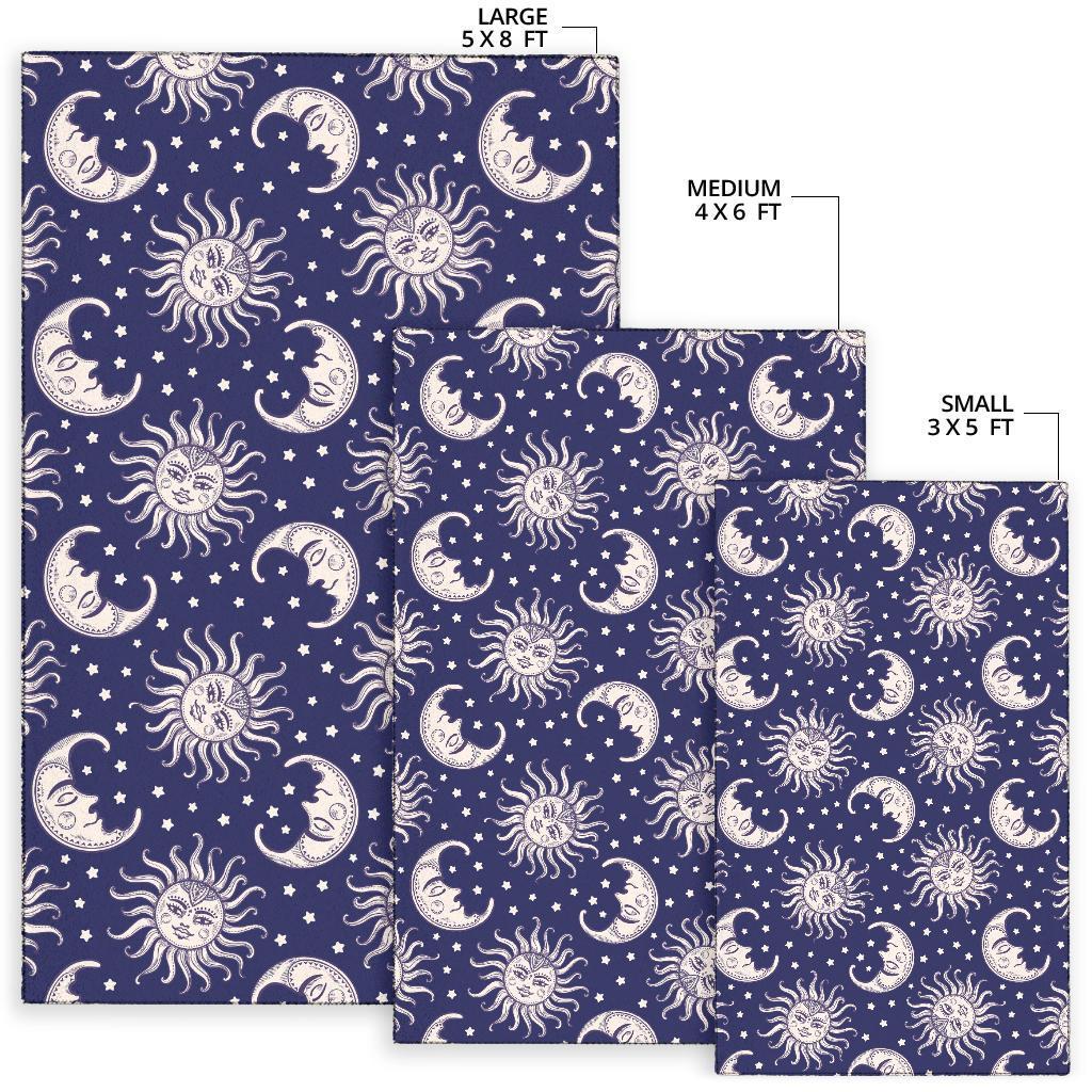 Sun Moon Celestial Pattern Print Floor Mat-grizzshop