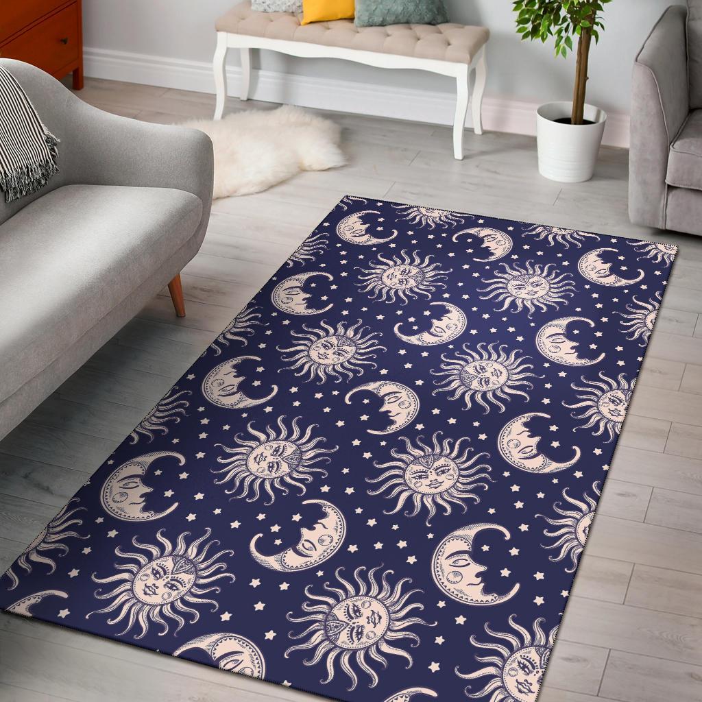 Sun Moon Celestial Pattern Print Floor Mat-grizzshop