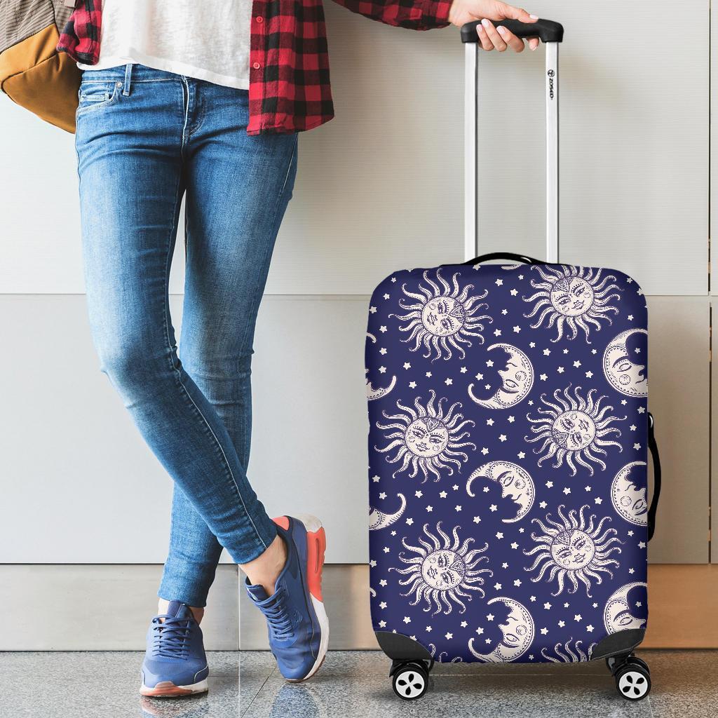 Sun Moon Celestial Pattern Print Luggage Cover Protector-grizzshop