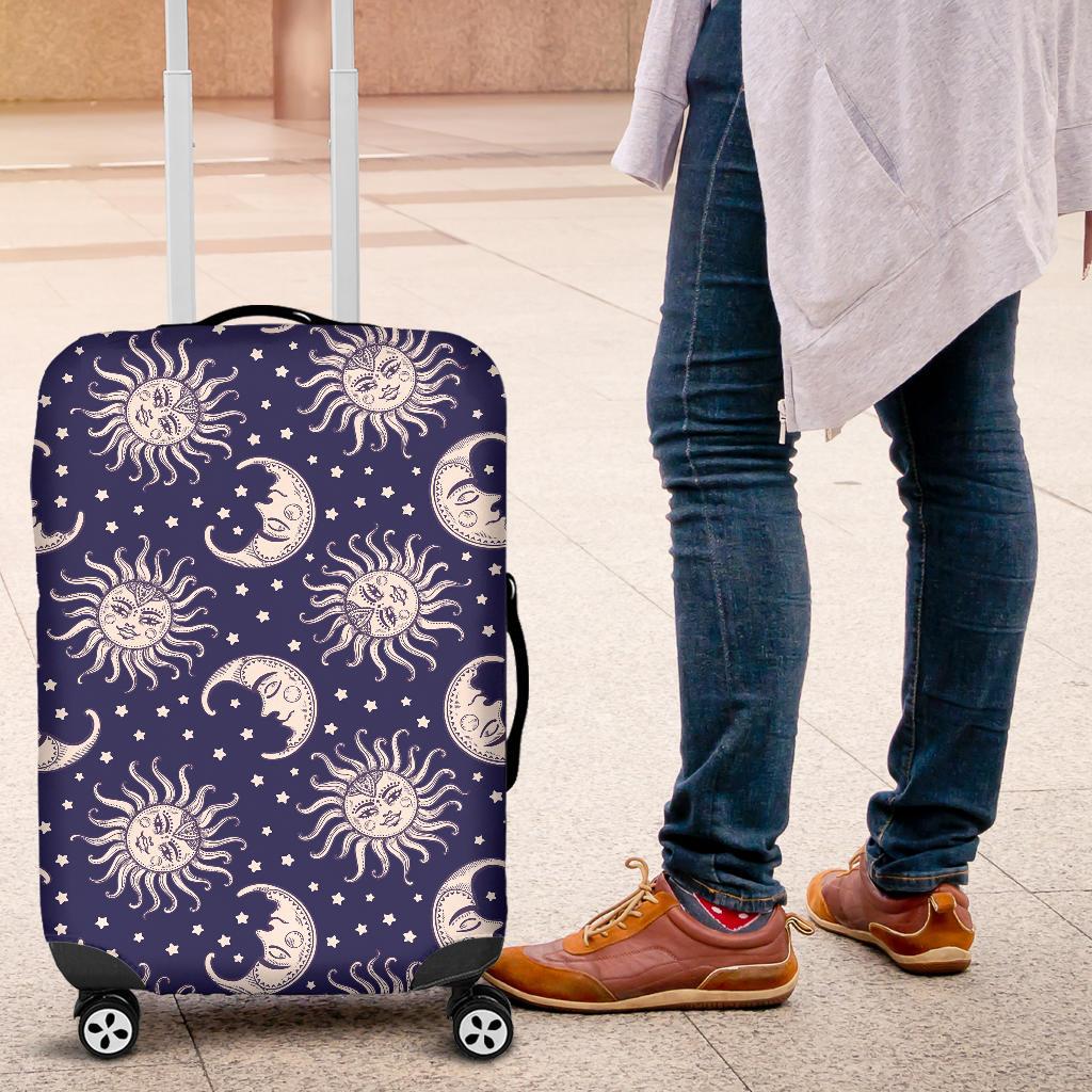 Sun Moon Celestial Pattern Print Luggage Cover Protector-grizzshop