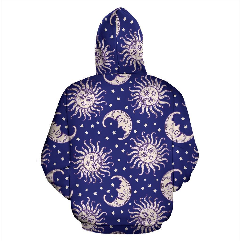 Sun Moon Celestial Pattern Print Men Women Pullover Hoodie-grizzshop