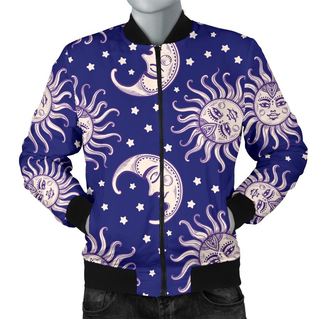 Sun Moon Celestial Pattern Print Men's Bomber Jacket-grizzshop