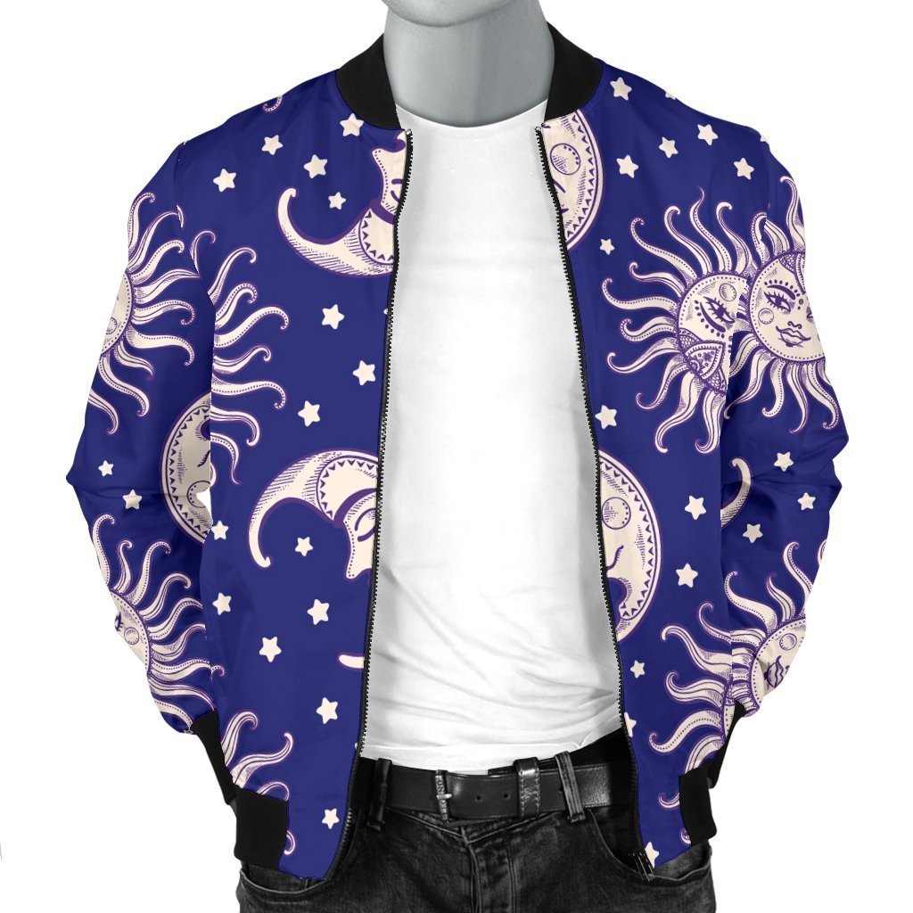 Sun Moon Celestial Pattern Print Men's Bomber Jacket-grizzshop