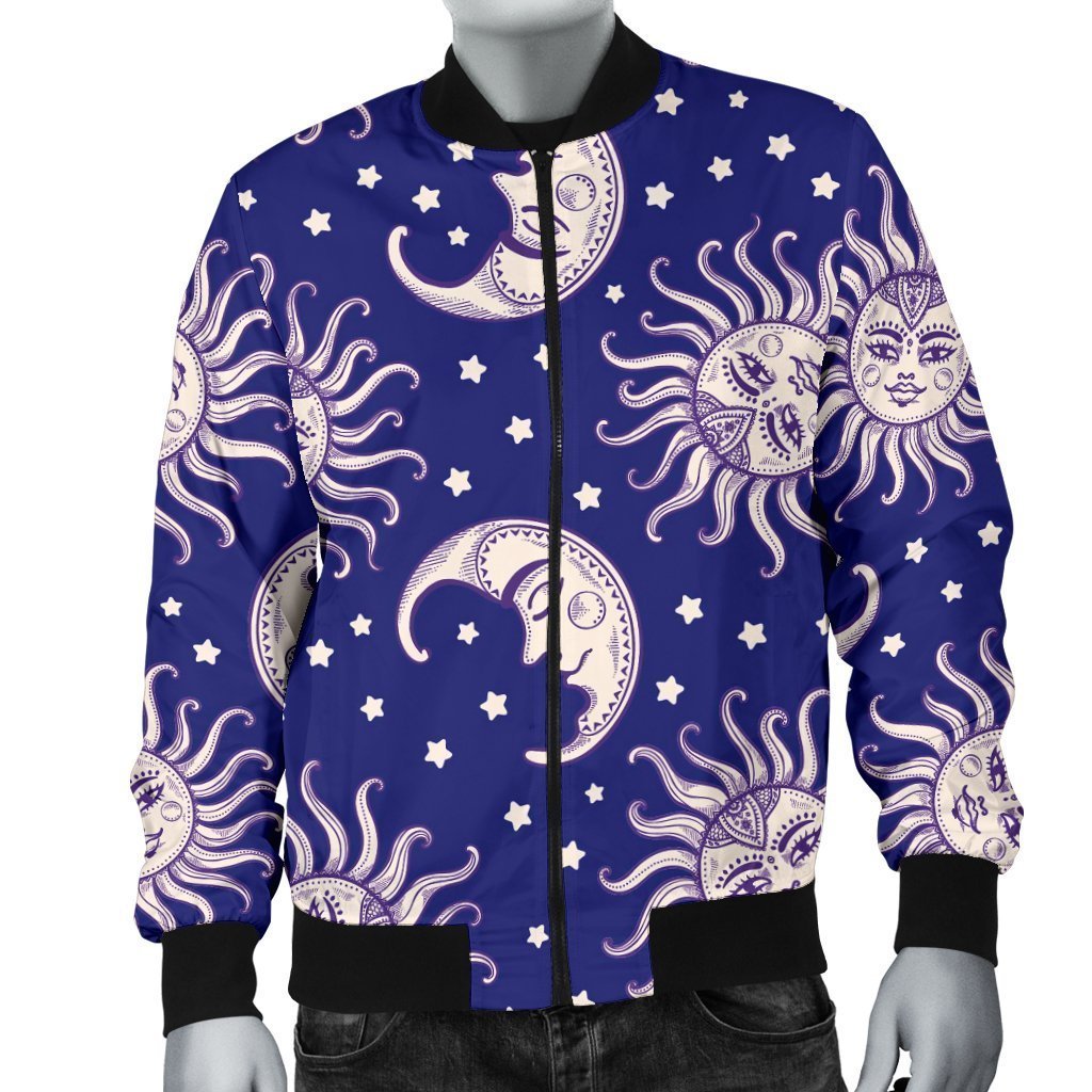 Sun Moon Celestial Pattern Print Men's Bomber Jacket-grizzshop