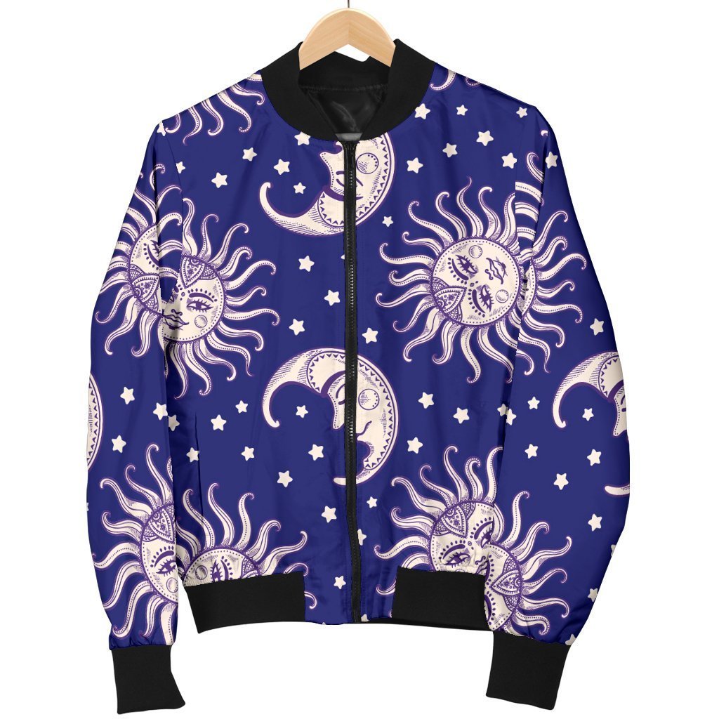 Sun Moon Celestial Pattern Print Men's Bomber Jacket-grizzshop