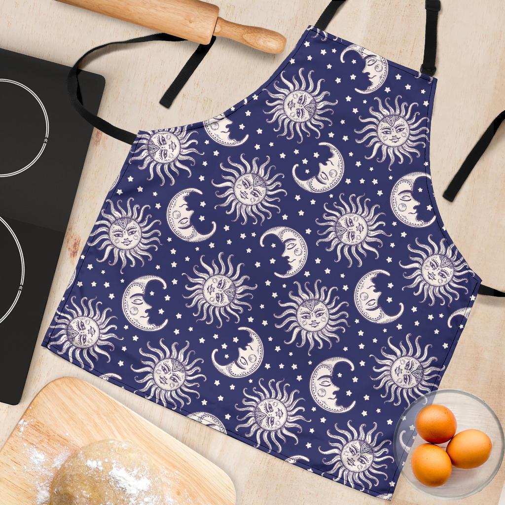 Sun Moon Celestial Pattern Print Women's Apron-grizzshop