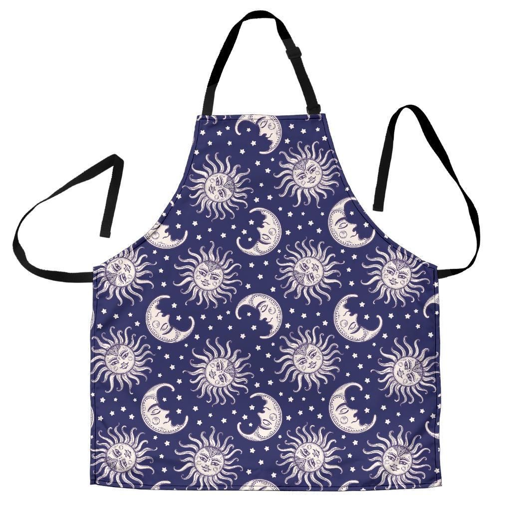 Sun Moon Celestial Pattern Print Women's Apron-grizzshop