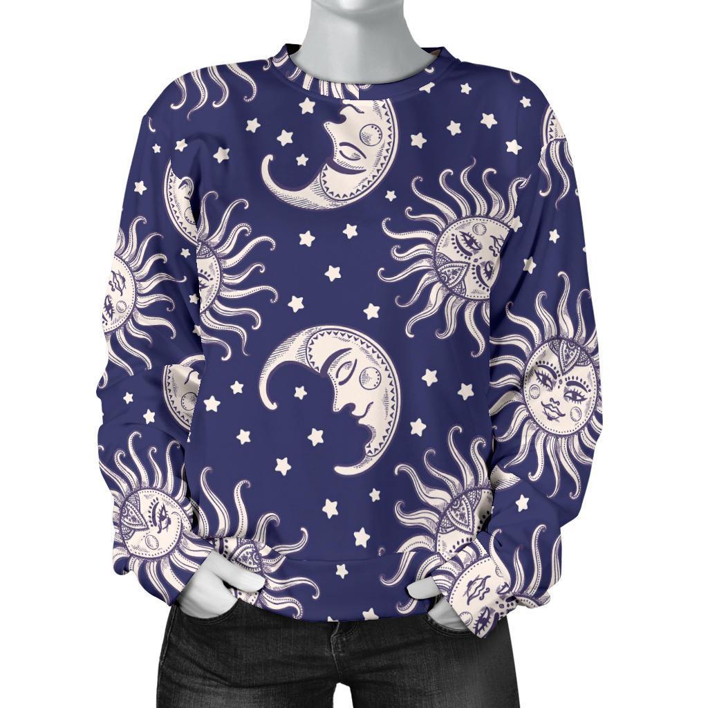 Sun Moon Celestial Pattern Print Women's Sweatshirt-grizzshop