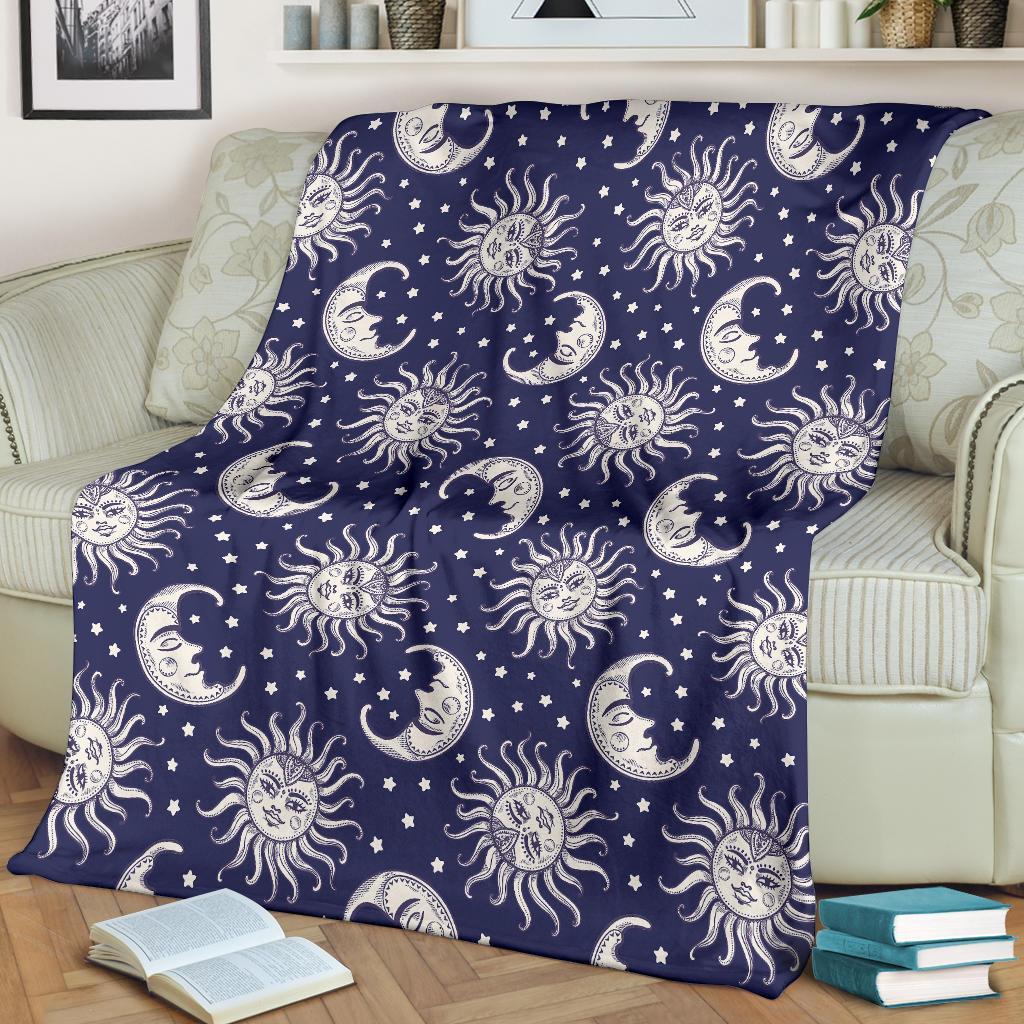 Sun Moon Pattern Print Blanket-grizzshop