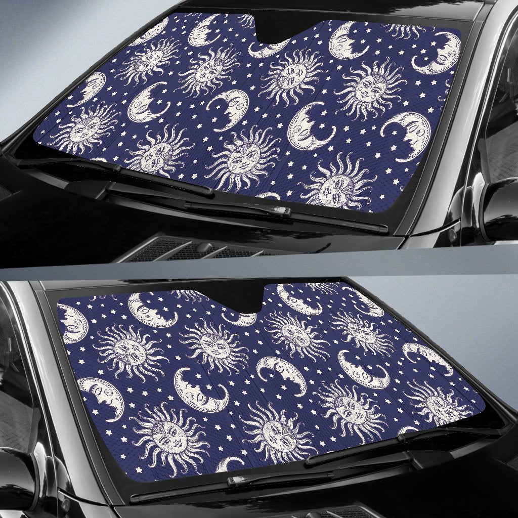 Sun Moon Pattern Print Car Sun Shade-grizzshop