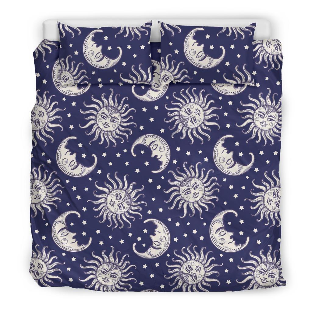 Sun Moon Pattern Print Duvet Cover Bedding Set-grizzshop