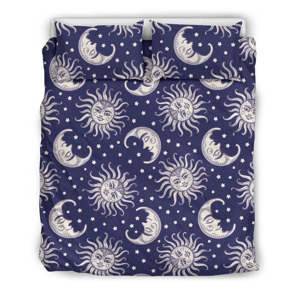 Sun Moon Pattern Print Duvet Cover Bedding Set-grizzshop