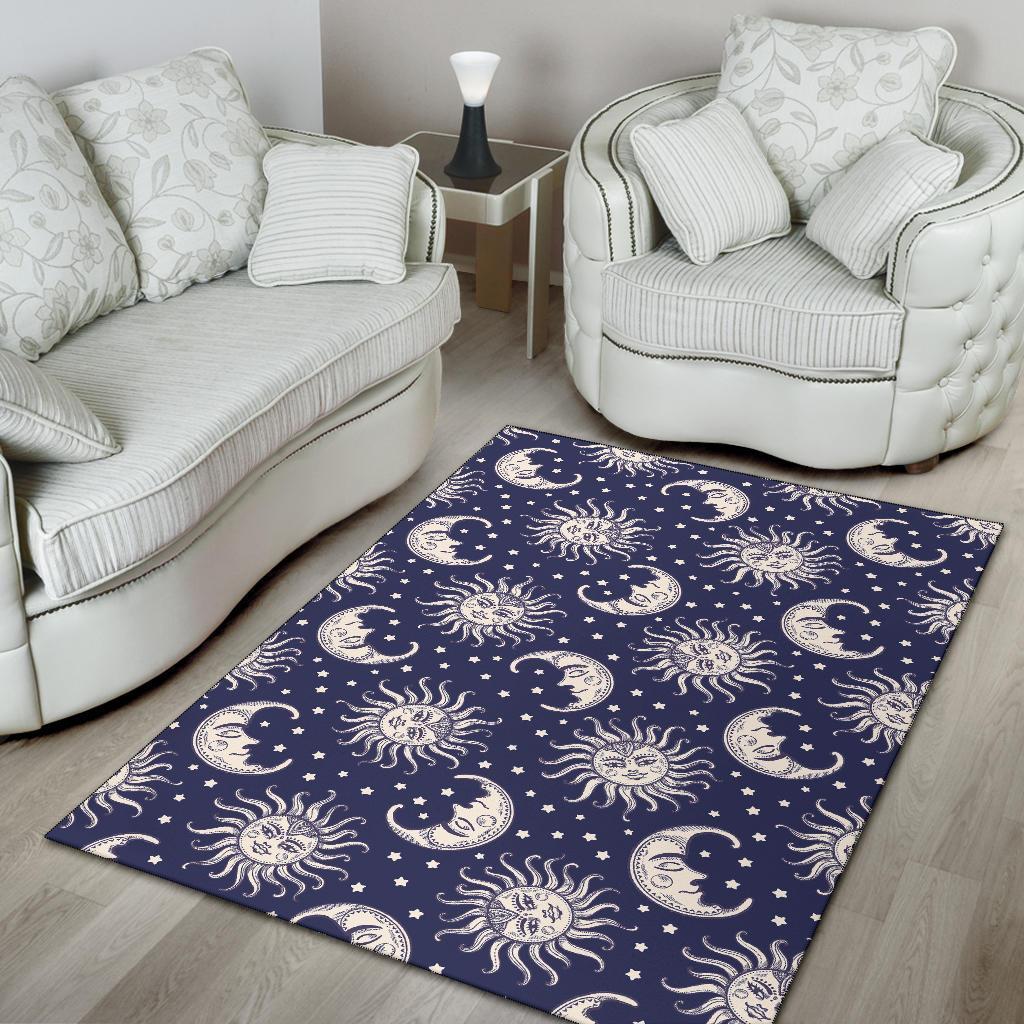 Sun Moon Pattern Print Floor Mat-grizzshop