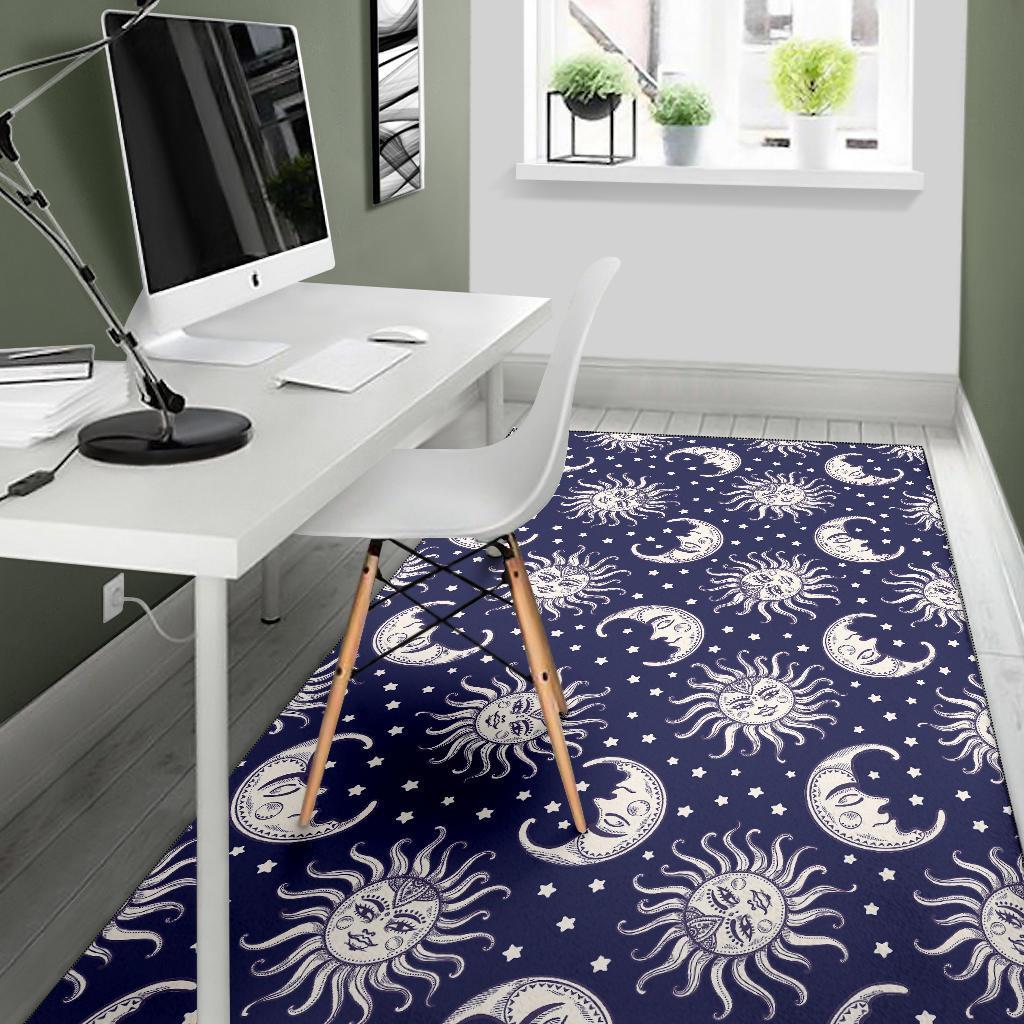 Sun Moon Pattern Print Floor Mat-grizzshop