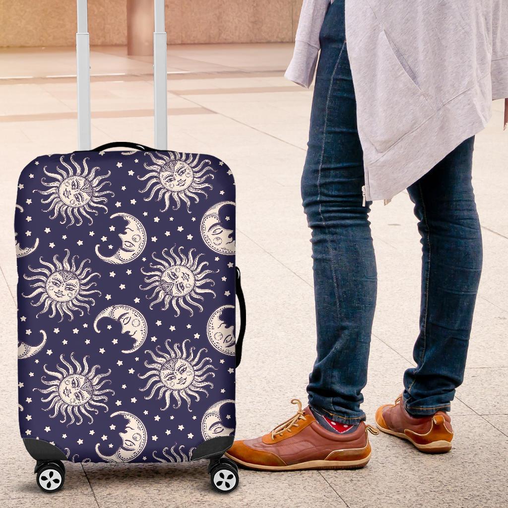 Sun Moon Pattern Print Luggage Cover Protector-grizzshop