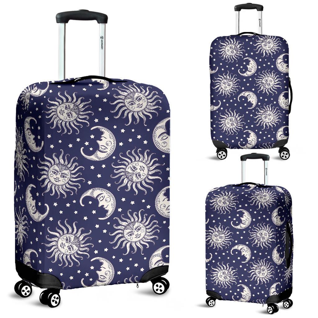 Sun Moon Pattern Print Luggage Cover Protector-grizzshop