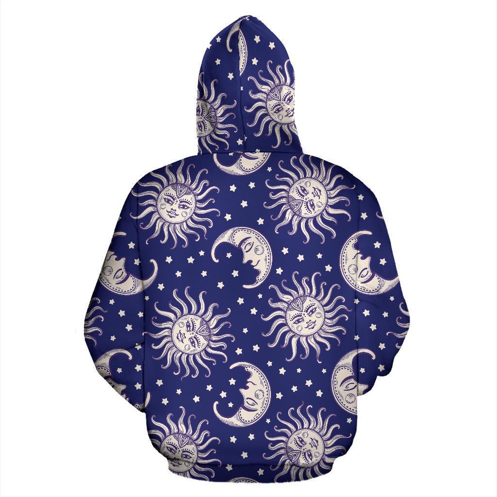 Sun Moon Pattern Print Men Women Pullover Hoodie-grizzshop
