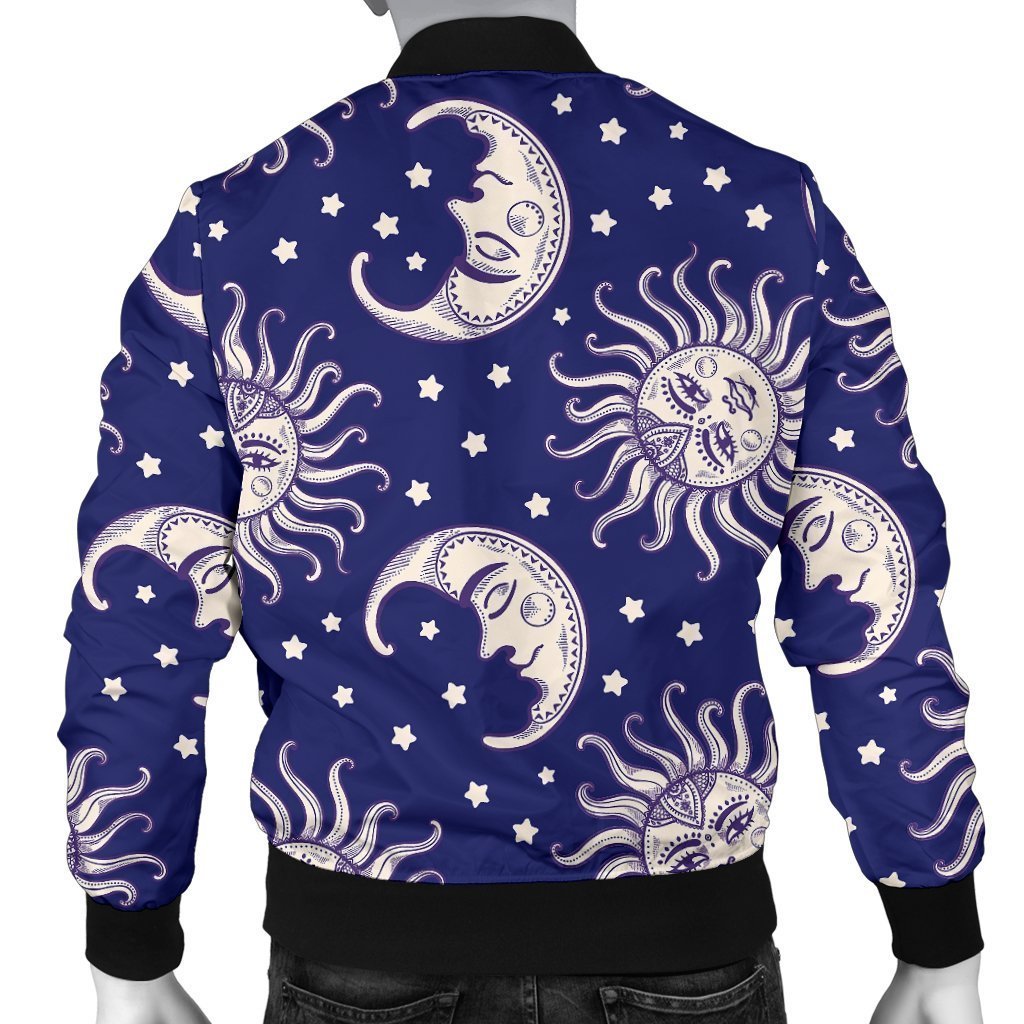 Sun Moon Pattern Print Men's Bomber Jacket-grizzshop