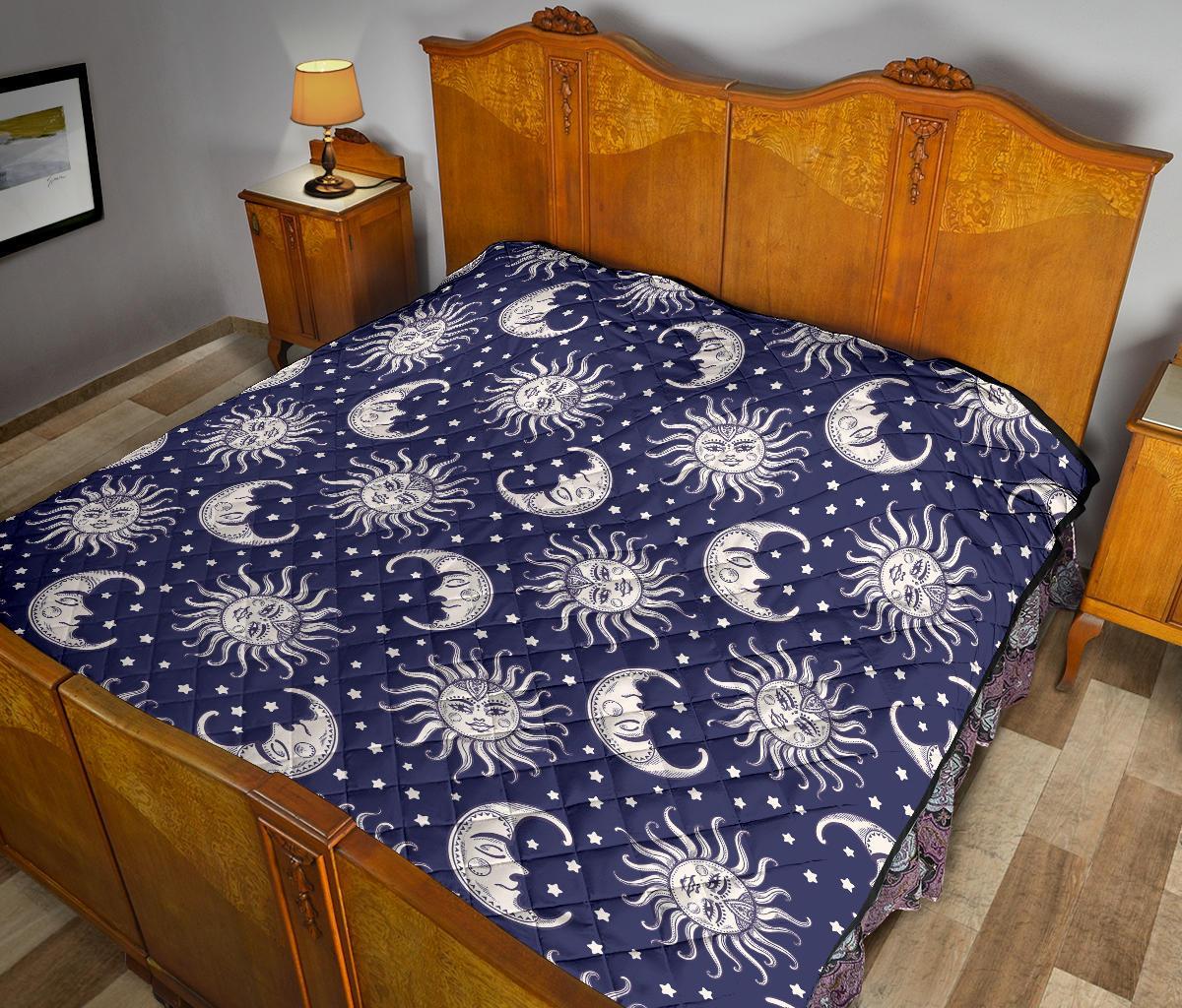 Sun Moon Pattern Print Quilt-grizzshop