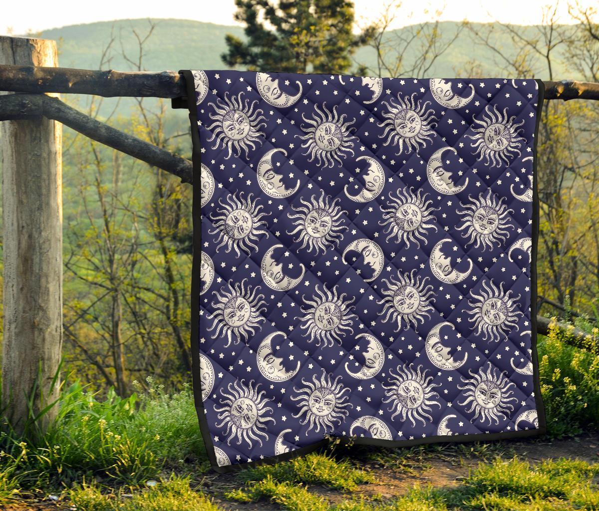 Sun Moon Pattern Print Quilt-grizzshop