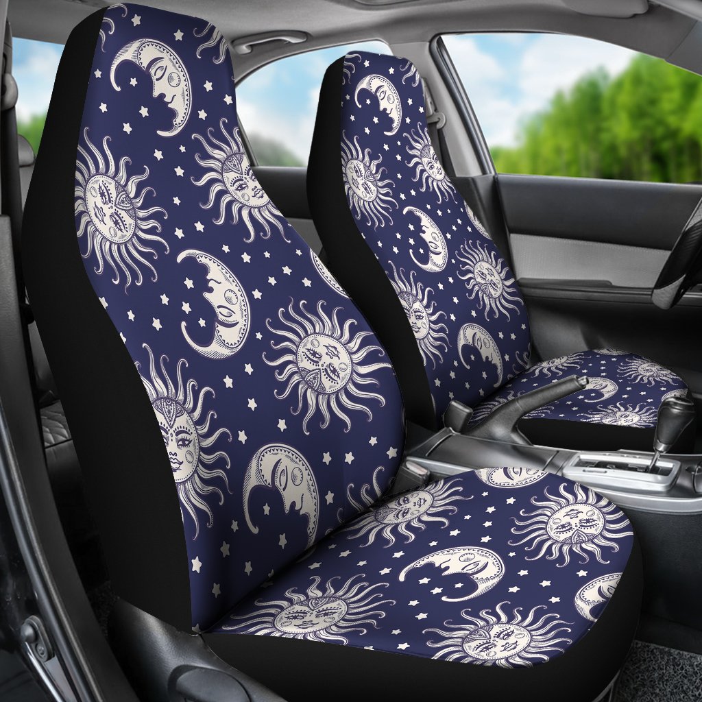 Sun Moon Pattern Print Universal Fit Car Seat Covers-grizzshop