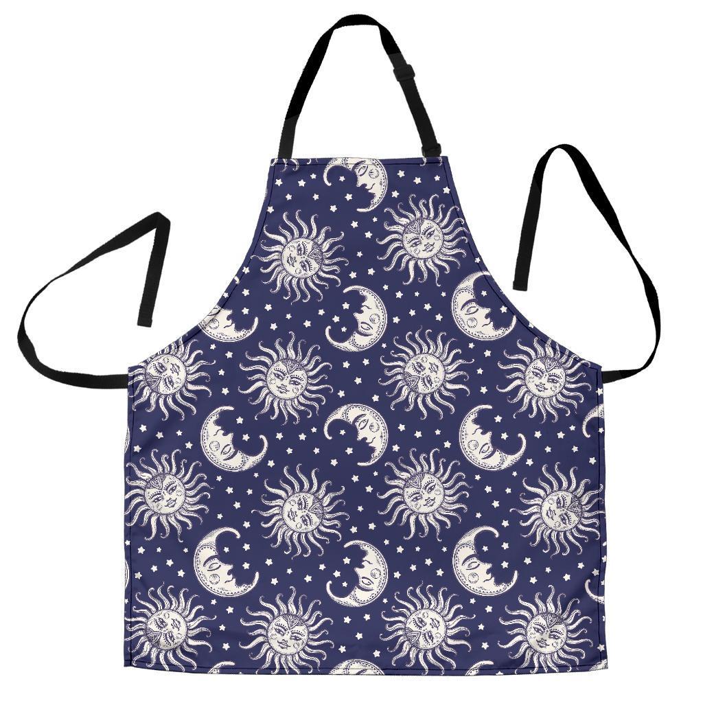 Sun Moon Pattern Print Women's Apron-grizzshop