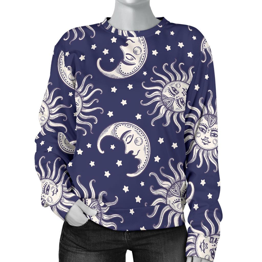 Sun Moon Pattern Print Women's Sweatshirt-grizzshop