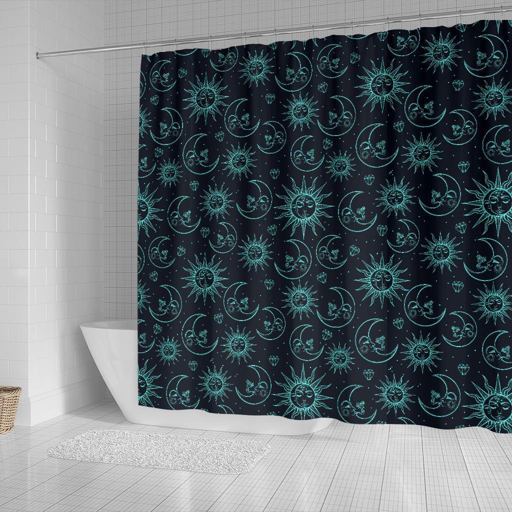 Sun Moon Print Pattern Bathroom Shower Curtain-grizzshop