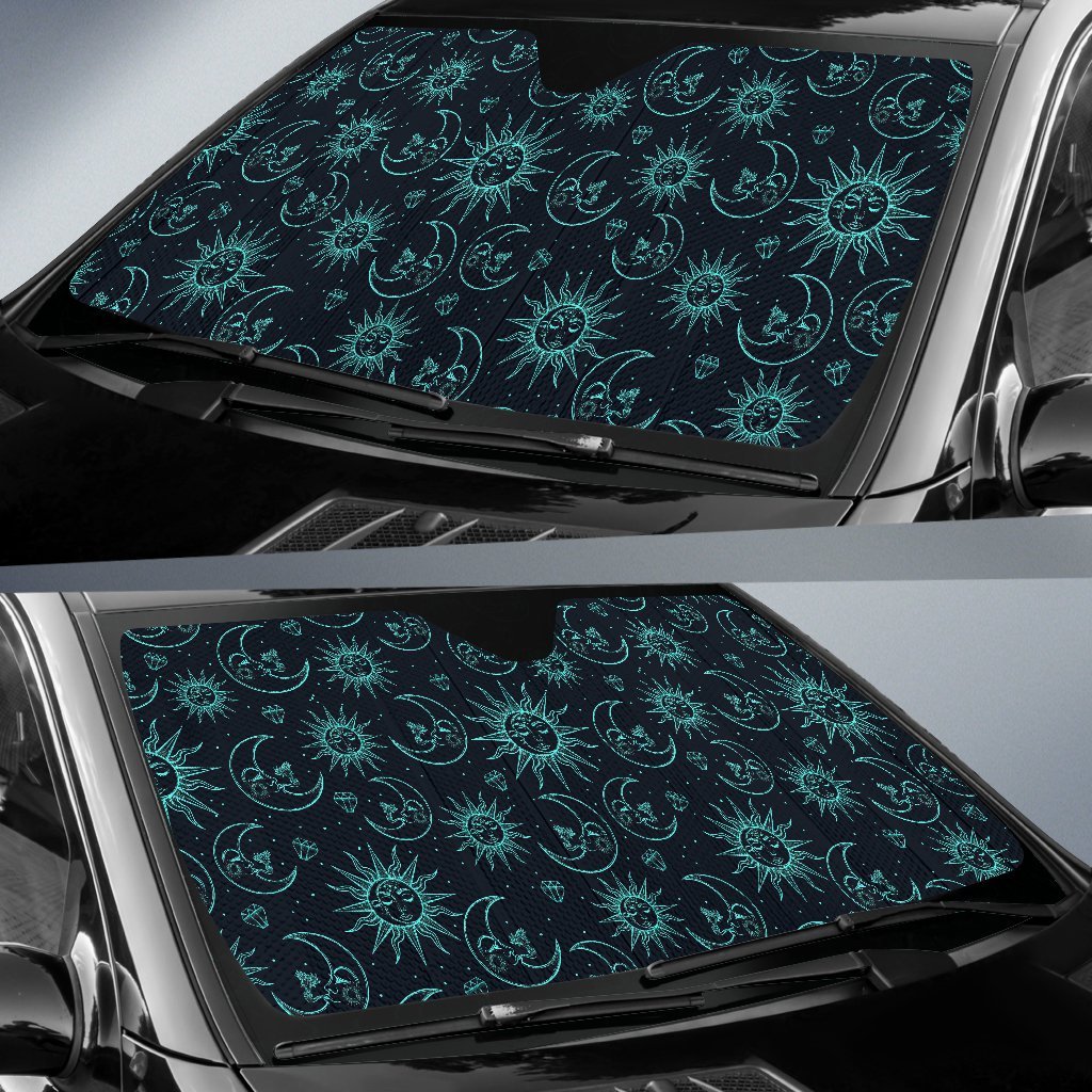 Sun Moon Print Pattern Car Sun Shade-grizzshop