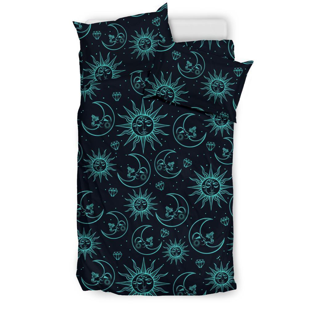 Sun Moon Print Pattern Duvet Cover Bedding Set-grizzshop