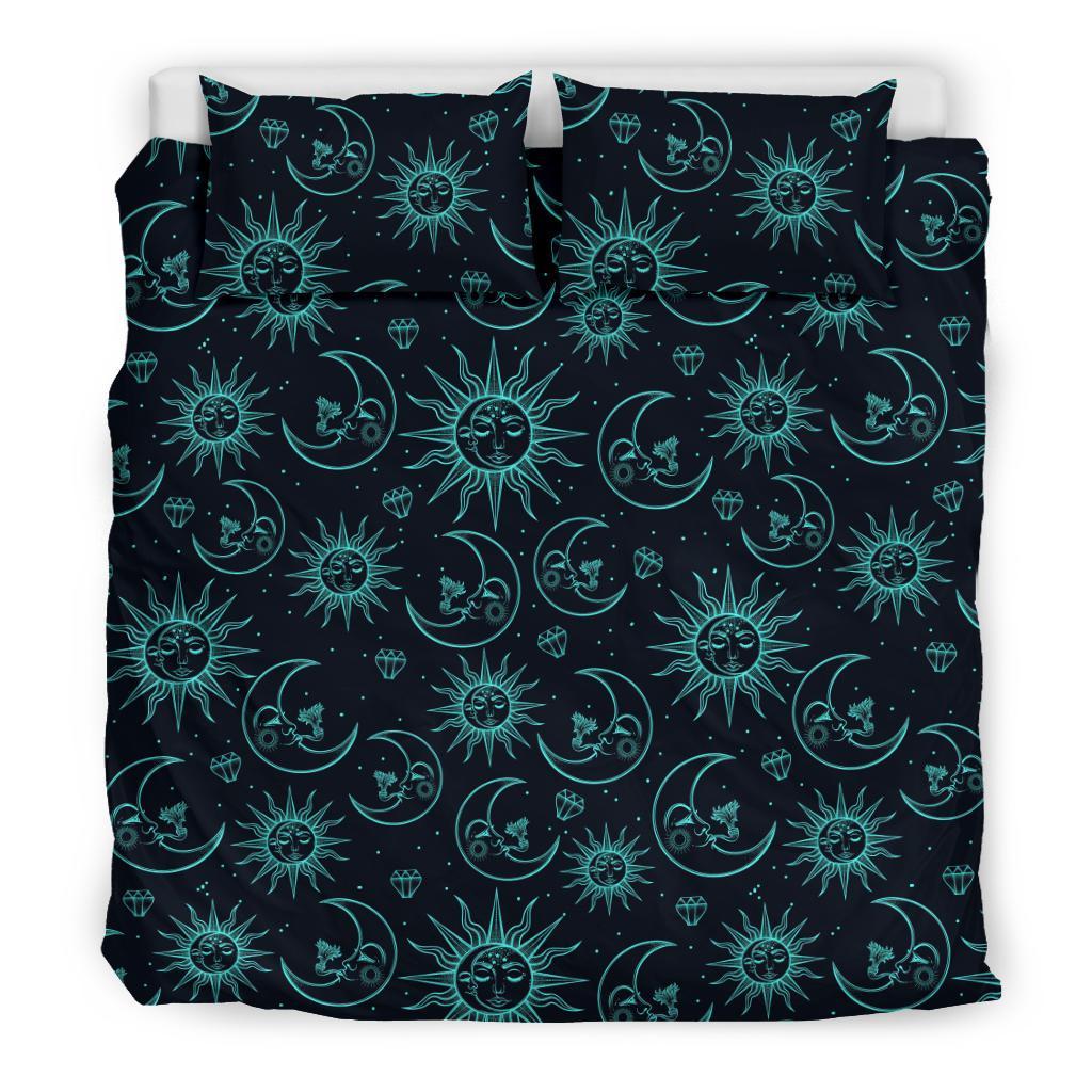 Sun Moon Print Pattern Duvet Cover Bedding Set-grizzshop