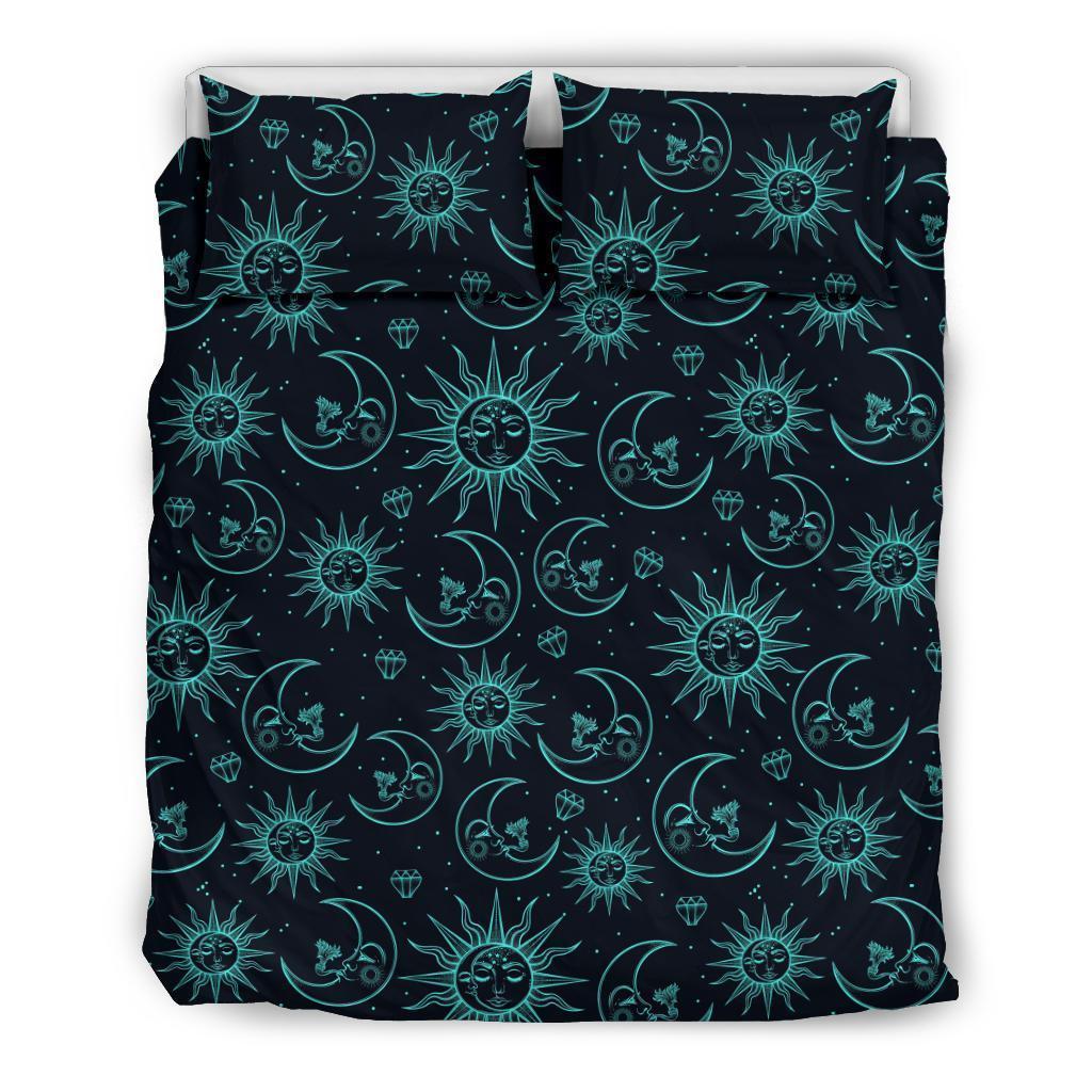 Sun Moon Print Pattern Duvet Cover Bedding Set-grizzshop