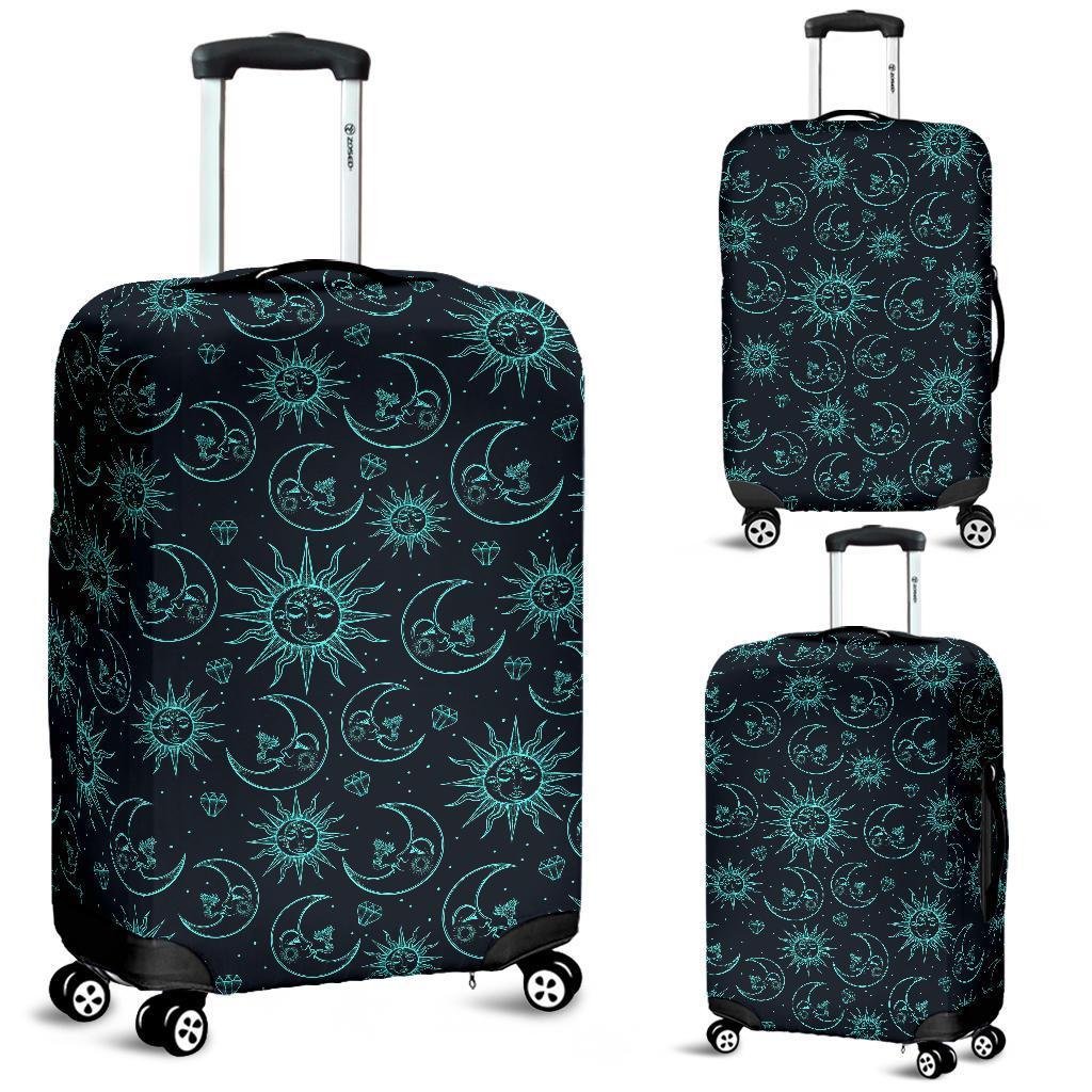 Sun Moon Print Pattern Luggage Cover Protector-grizzshop