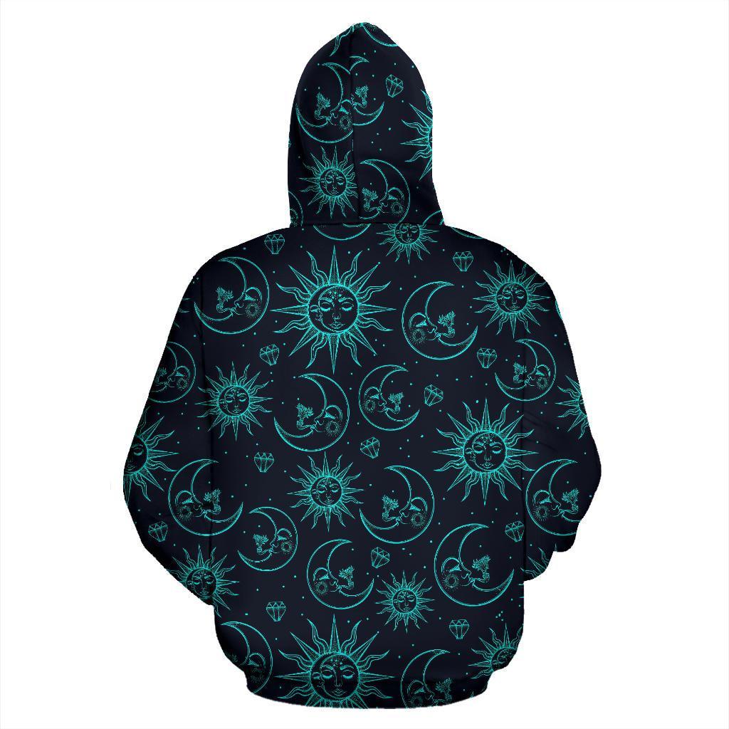 Sun Moon Print Pattern Men Women Pullover Hoodie-grizzshop