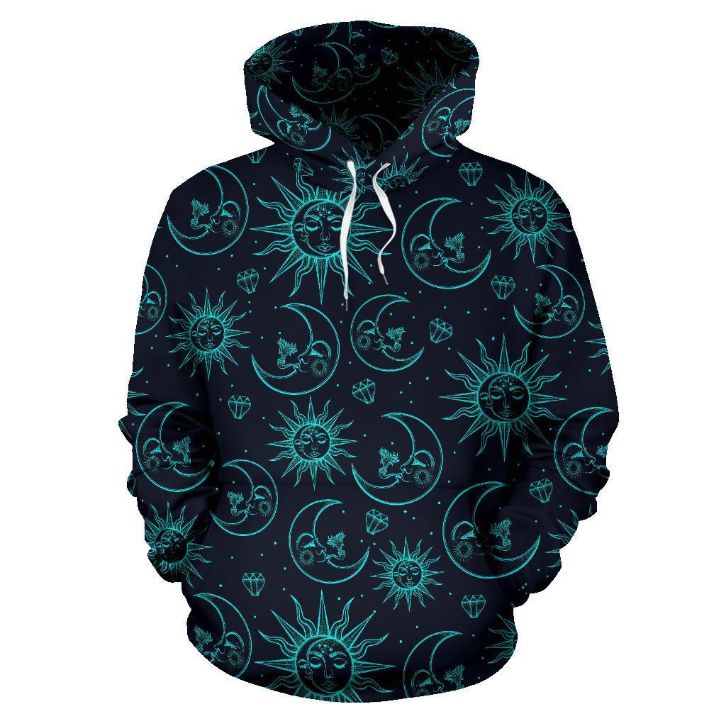 Sun Moon Print Pattern Men Women Pullover Hoodie-grizzshop