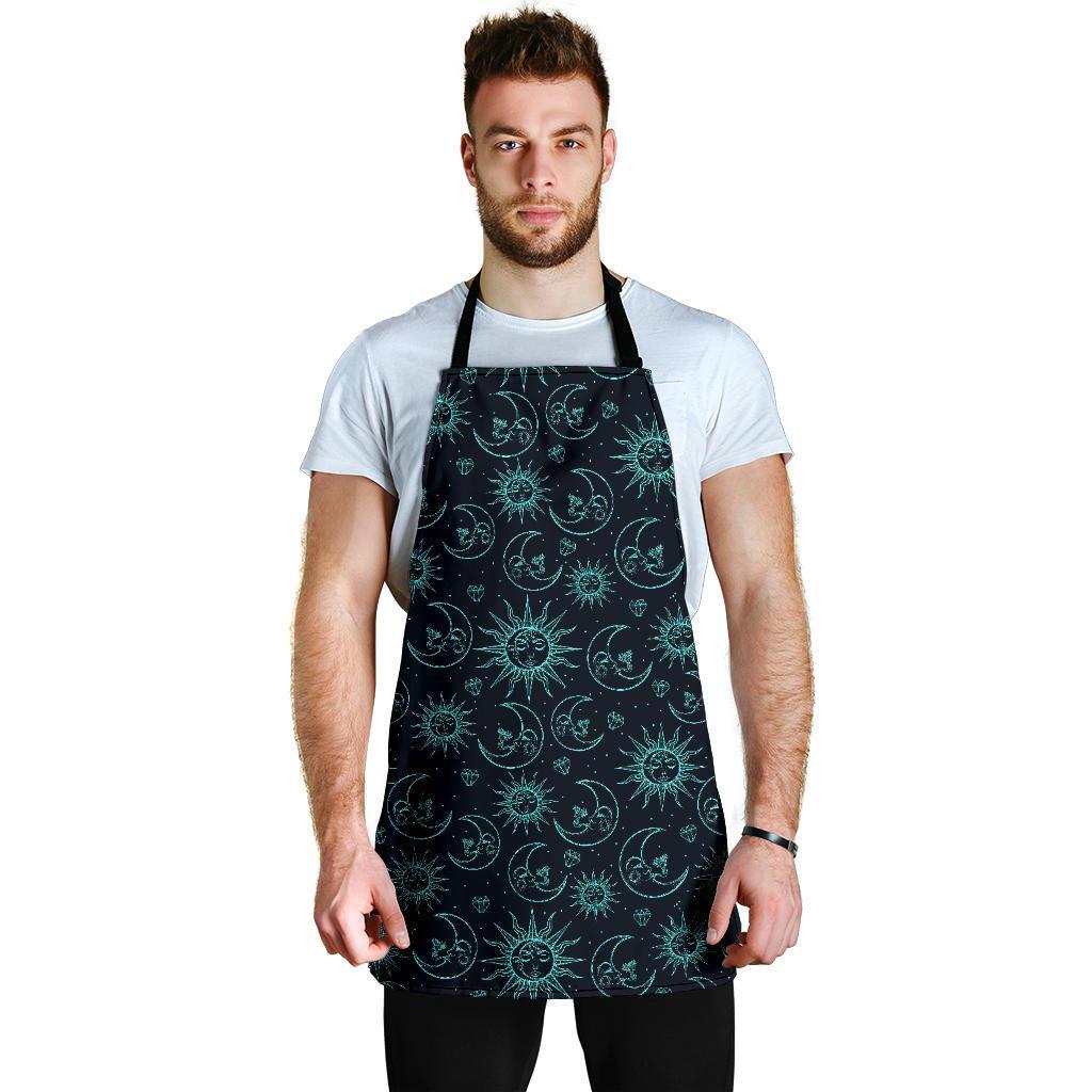 Sun Moon Print Pattern Men's Apron-grizzshop