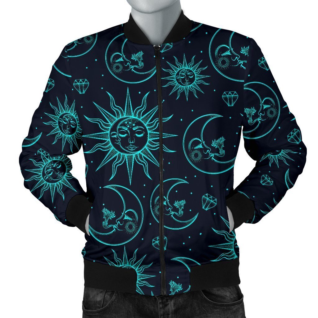 Sun Moon Print Pattern Men's Bomber Jacket-grizzshop