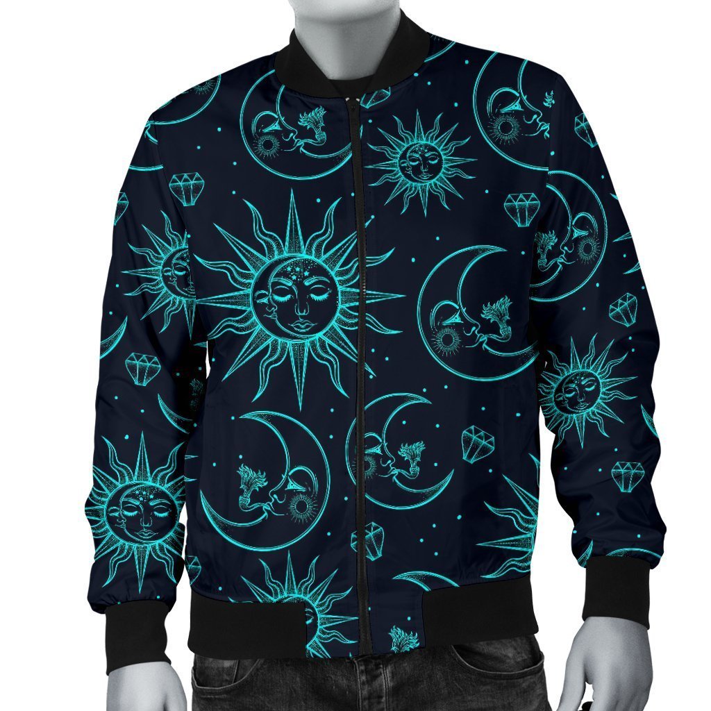 Sun Moon Print Pattern Men's Bomber Jacket-grizzshop