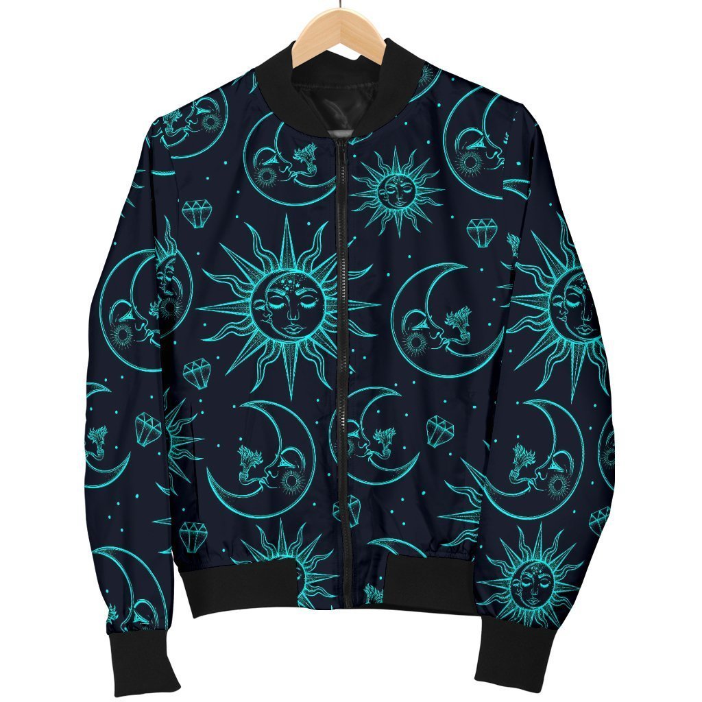 Sun Moon Print Pattern Men's Bomber Jacket-grizzshop