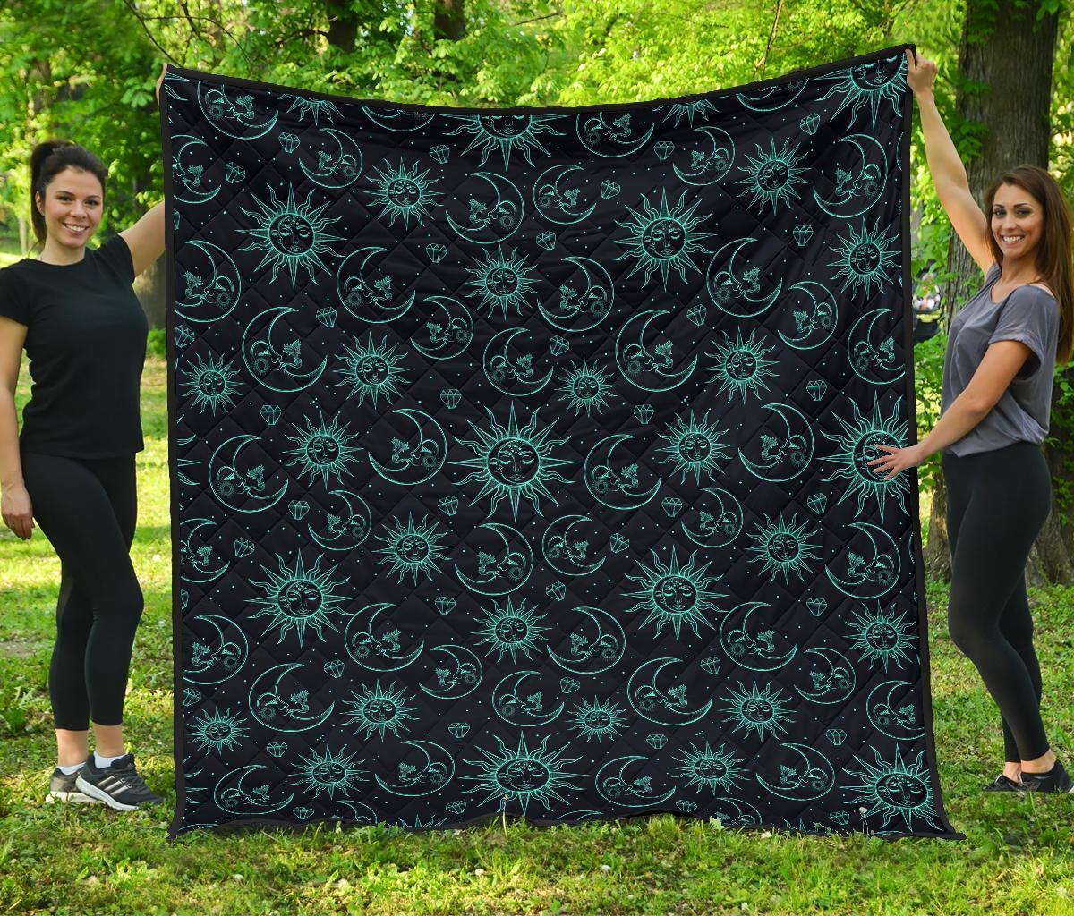 Sun Moon Print Pattern Quilt-grizzshop