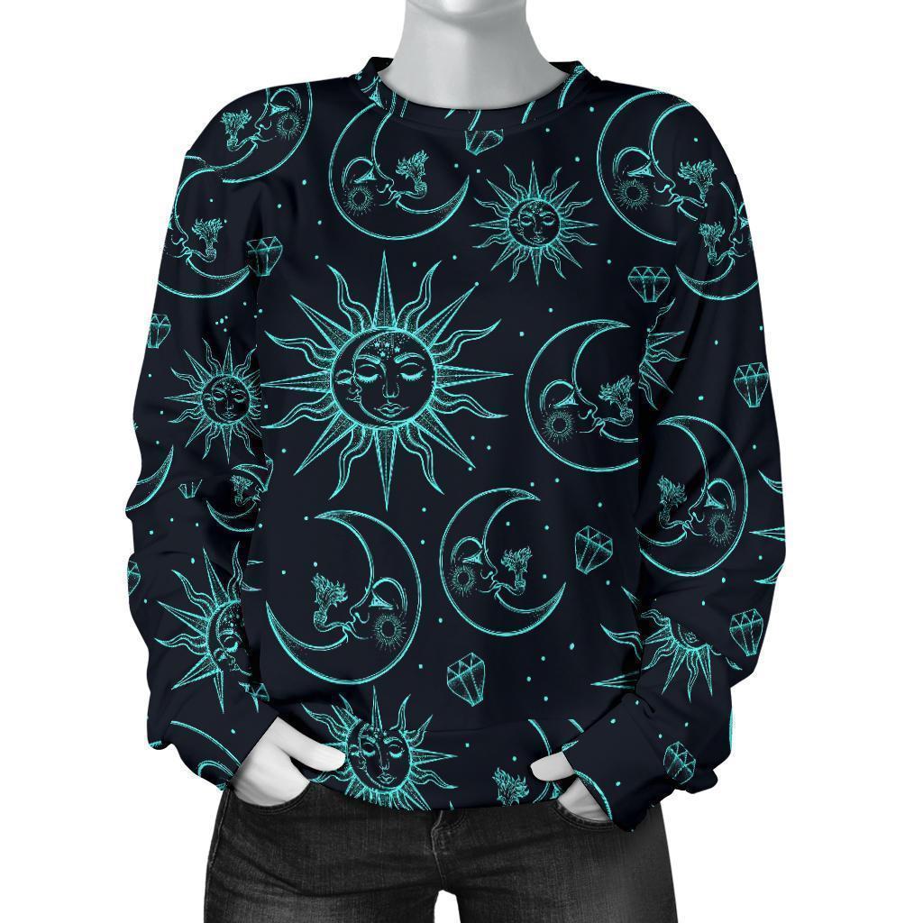 Sun Moon Print Pattern Women's Sweatshirt-grizzshop