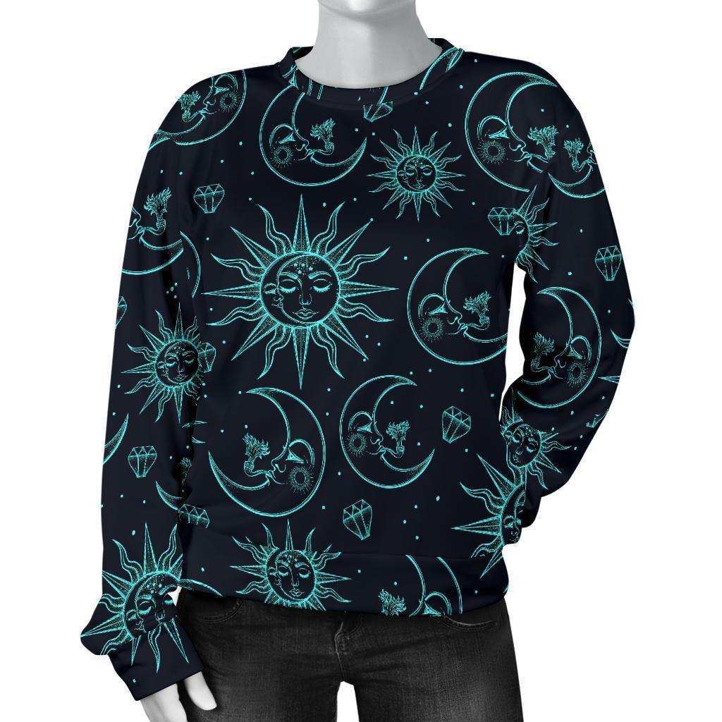 Sun Moon Print Pattern Women's Sweatshirt-grizzshop